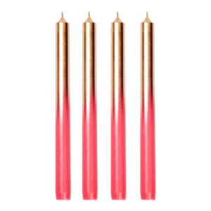 Kaarsen Set van 4 Dipdye Pink/Gold Housevitamin