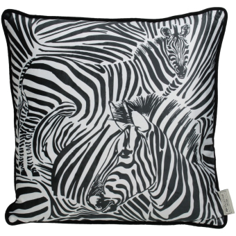 Kussen Zebra's Zwart - Wit Velvet 45x45cm Kersten