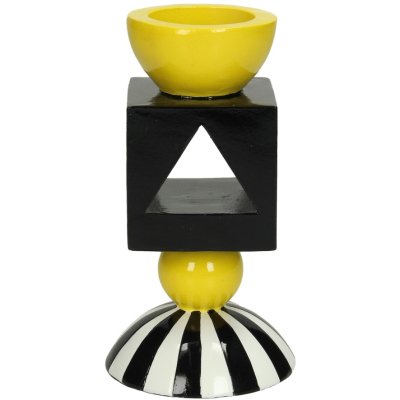 Waxinehouder Zwart Geel Colorblock 15cm Kersten