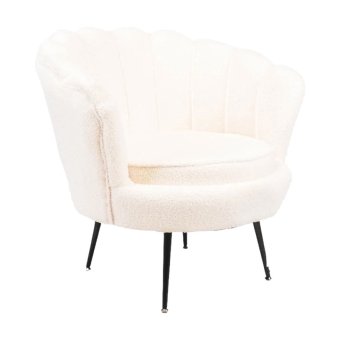 Fauteuil Schelp Teddy Wit met zware poot Housevitamin