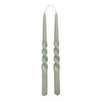 Kaarsen set van 2 Twist 29cm Dusty Green Rustik