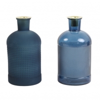 Set van 2 Fles Kandelaren Blauw 10x20cm