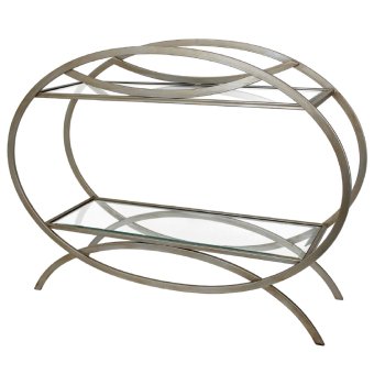 Side Table Iron Silver met glas 99x75cm Kersten